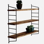 Hanah Home Wr088 Estantería de Pared de Madera y Metal Negro y Nogal